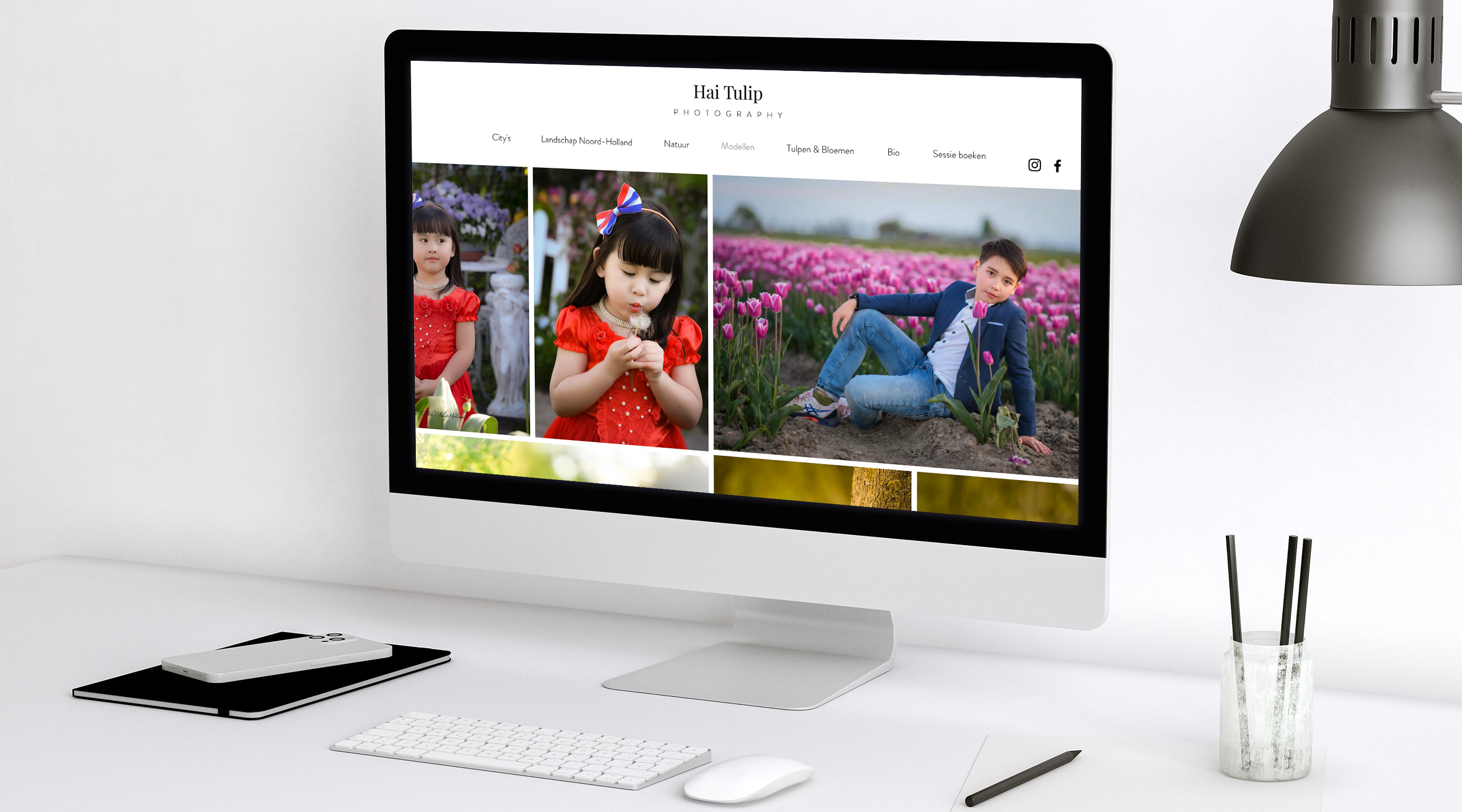 HaiTulip Photography website homepage op verschillende apparaten